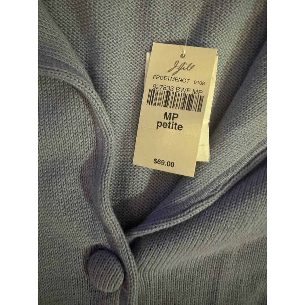 J. Jill Blue Cotton-Blend Button Down 3/4 Sleeve Cardigan Sweater Size MP Office - Picture 5 of 6